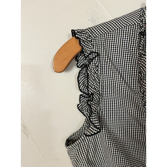 Trina Turk Gingham Plaid Lace Up‎ Corset Top, Black & White, Cotton Stretch SZ S - Picture 3 of 5